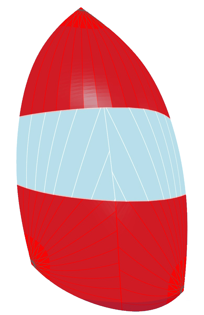 Blue and white spinnaker sail